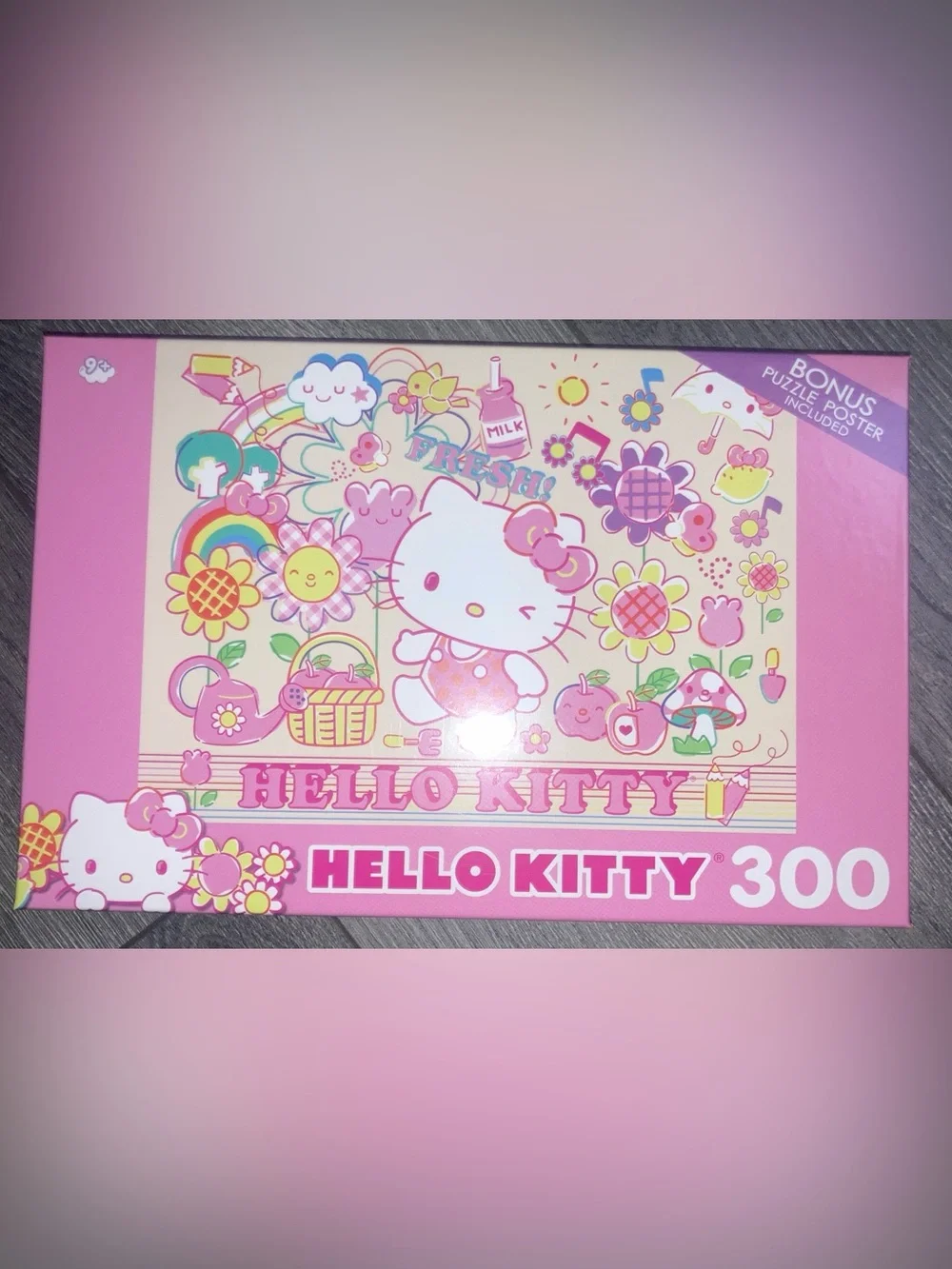 Hello Kitty Pink and Yellow Floral Cartoon Puzzle